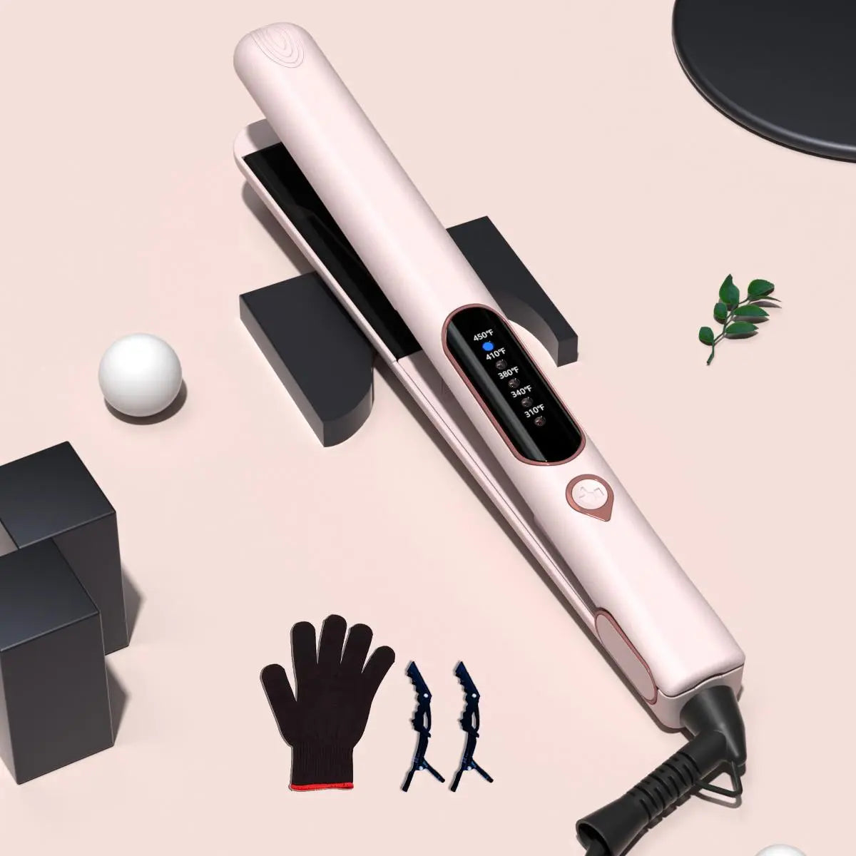 Thirtek 1 Inch 2 in 1 Hair Straightener & Curler Iron, 15S Heat Up, 5 Temp LED, Floating Plates, 360°Cord, with Glove & 2 Clips Hair Flat Iron Ceramic Flat Iron Hair Flat Iron Straightener