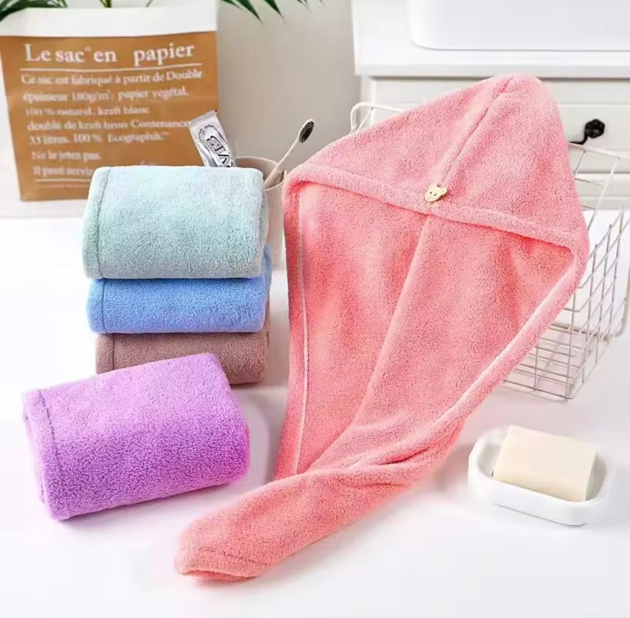 Toalla Turbante de Microfibra PinkCurly™ – Secado Suave para Rizos