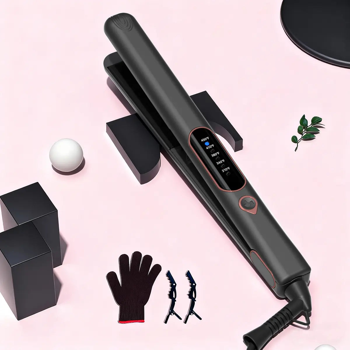 Thirtek 1 Inch 2 in 1 Hair Straightener & Curler Iron, 15S Heat Up, 5 Temp LED, Floating Plates, 360°Cord, with Glove & 2 Clips Hair Flat Iron Ceramic Flat Iron Hair Flat Iron Straightener