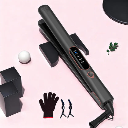 Thirtek 1 Inch 2 in 1 Hair Straightener & Curler Iron, 15S Heat Up, 5 Temp LED, Floating Plates, 360°Cord, with Glove & 2 Clips Hair Flat Iron Ceramic Flat Iron Hair Flat Iron Straightener