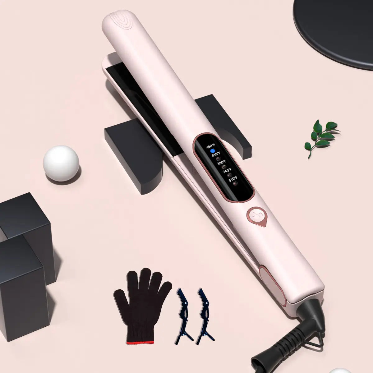 Thirtek 1 Inch 2 in 1 Hair Straightener & Curler Iron, 15S Heat Up, 5 Temp LED, Floating Plates, 360°Cord, with Glove & 2 Clips Hair Flat Iron Ceramic Flat Iron Hair Flat Iron Straightener