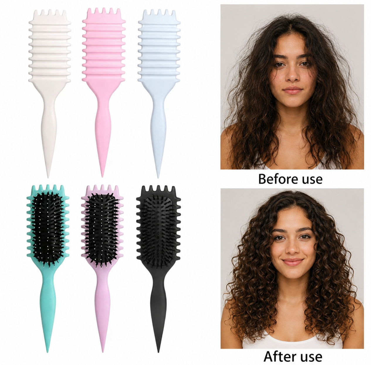 Cepillo Definidor para Rizos PinkCurly™ – Definición Profesional y Control del Frizz