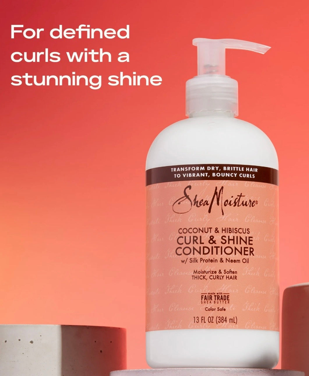 Shea Moisture Coconut & Hibiscus Curl & Shine Duo – Shampoo + Acondicionador para Rizos Definidos e Hidratados