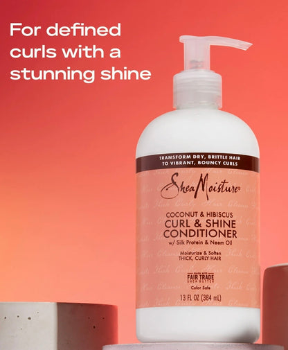 Shea Moisture Coconut & Hibiscus Curl & Shine Duo – Shampoo + Acondicionador para Rizos Definidos e Hidratados