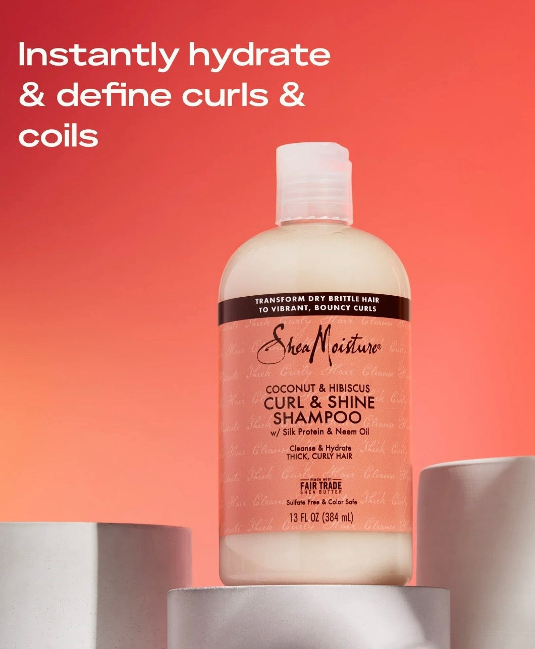 Shea Moisture Coconut & Hibiscus Curl & Shine Duo – Shampoo + Acondicionador para Rizos Definidos e Hidratados