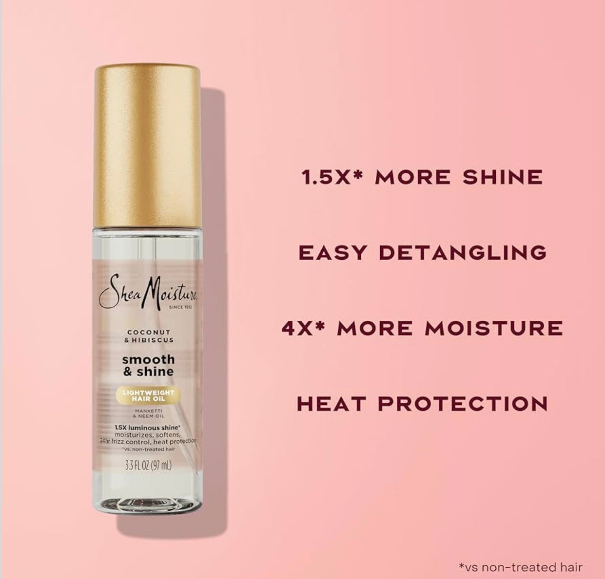 Shea Moisture Coconut & Hibiscus Smooth & Shine Hair Oil – Aceite Ligero para Brillo y Control del Frizz