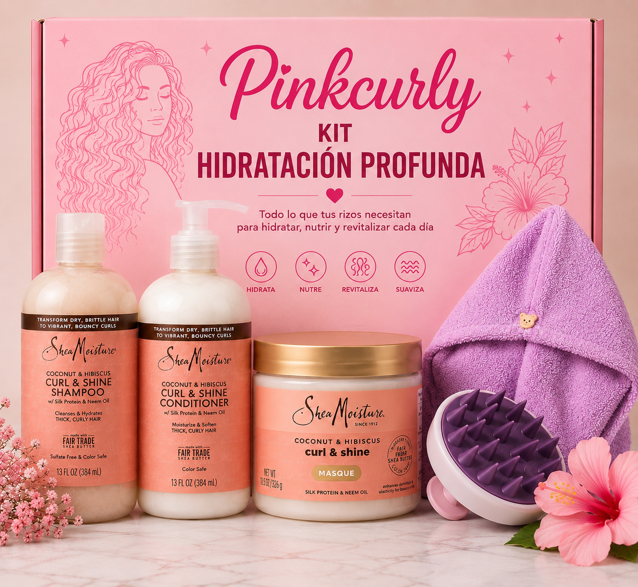Pinkcurly ™ Kit Hidratación Profunda para Rizos