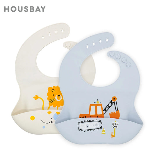 👶💕 Babero de Silicona Impermeable para Bebé con Bolsillo Atrapa Comida 🍓