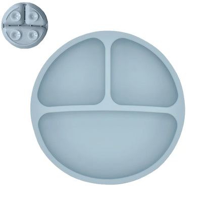 Plato de comedor de silicona con ventosa para bebé, juego de cuchara de arroz, platos bonitos de dibujos animados para niños, vajilla para bebé con cara sonriente, cuenco Retro para chico