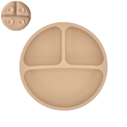 Plato de comedor de silicona con ventosa para bebé, juego de cuchara de arroz, platos bonitos de dibujos animados para niños, vajilla para bebé con cara sonriente, cuenco Retro para chico