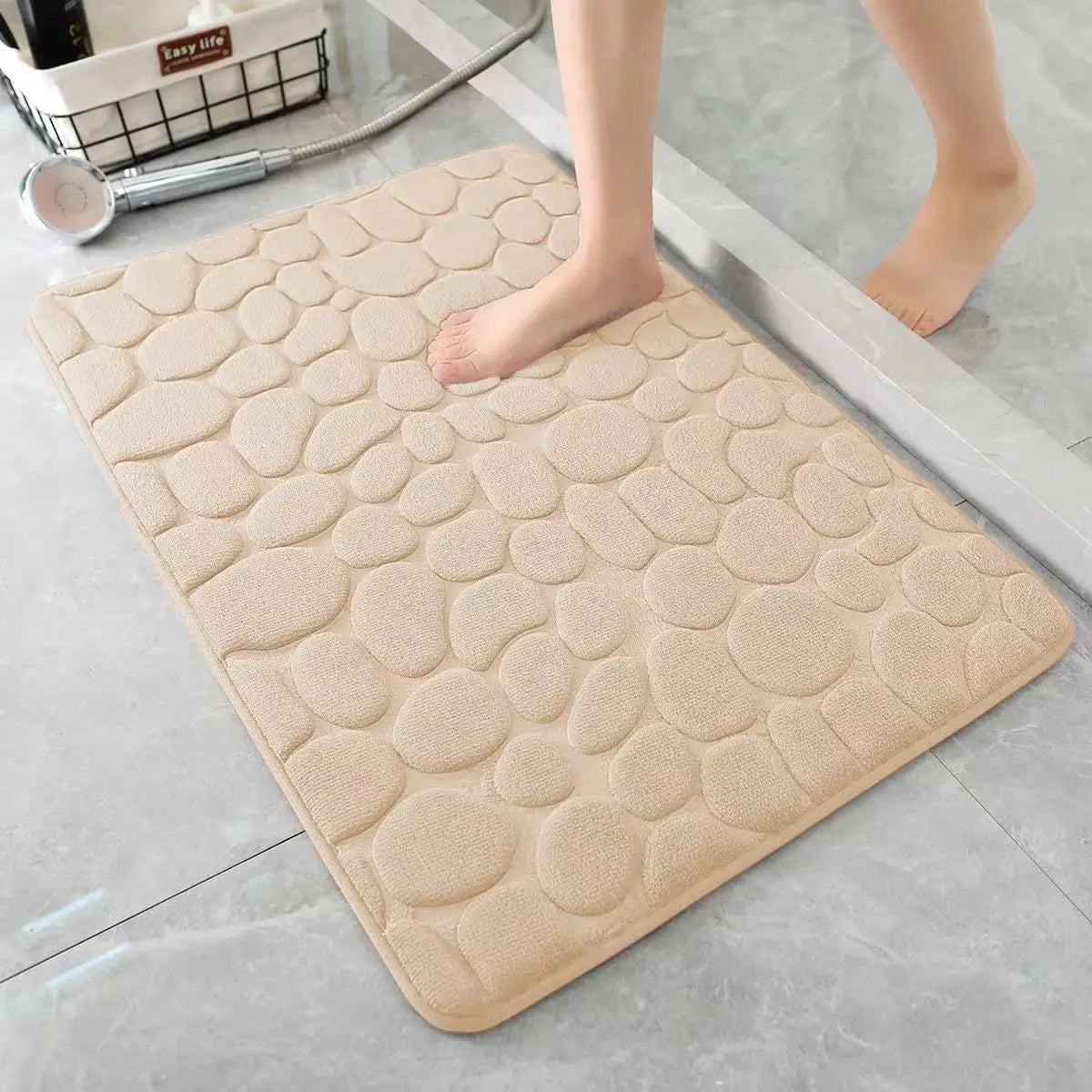 Alfombrilla de baño antideslizante 3D, felpudo absorbente, adoquín en relieve, alfombrillas de puerta, lavables a máquina, secado rápido