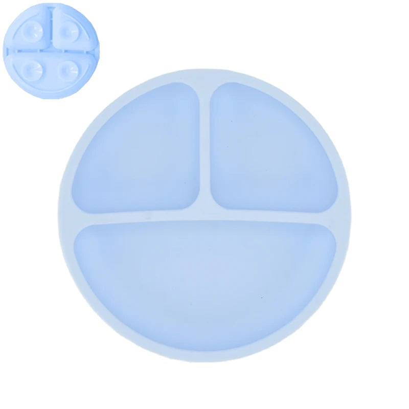 Plato de comedor de silicona con ventosa para bebé, juego de cuchara de arroz, platos bonitos de dibujos animados para niños, vajilla para bebé con cara sonriente, cuenco Retro para chico