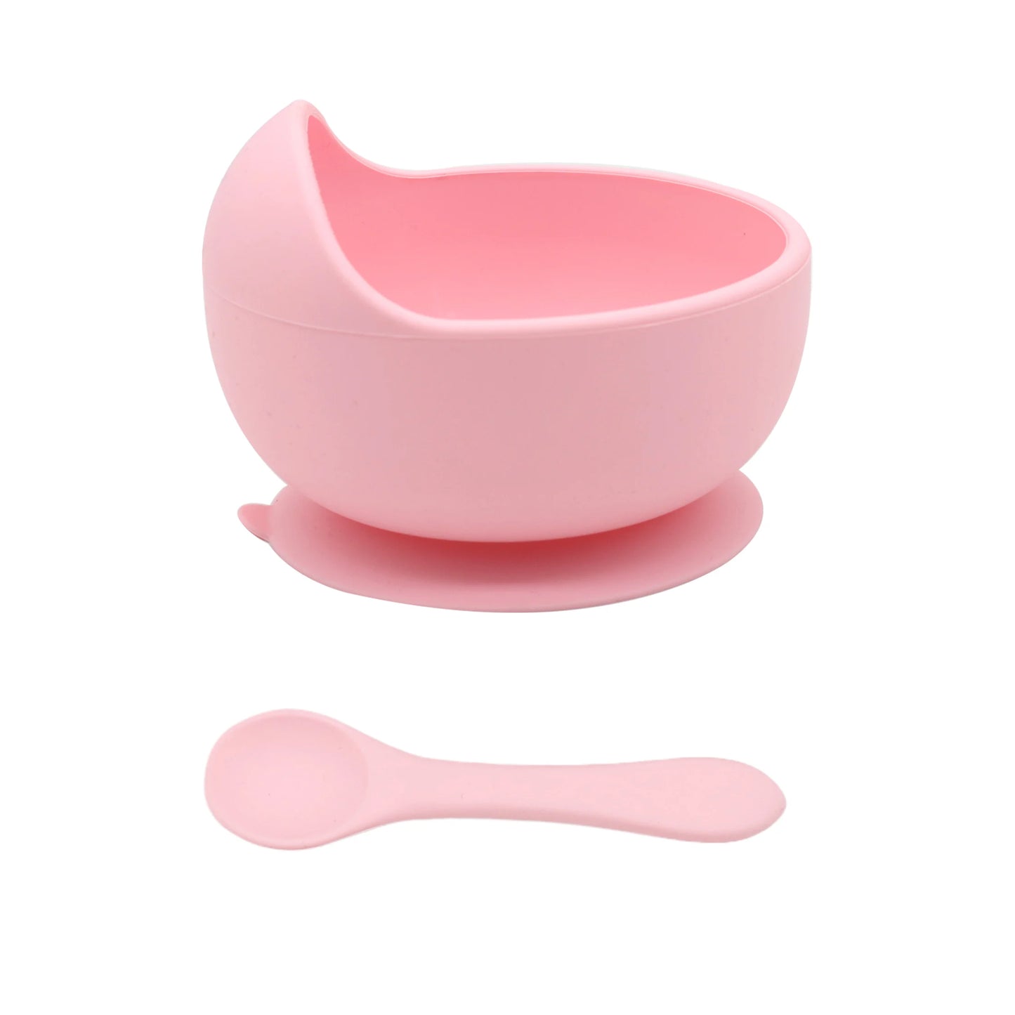 Juego de tazón y cuchara de silicona para alimentación complementaria de bebés con ventosa para una fuerte succión