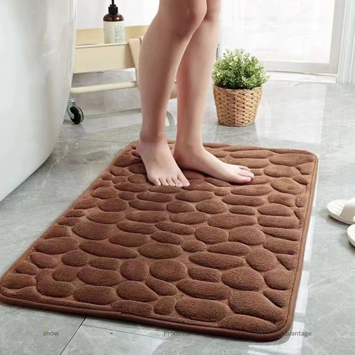 Alfombrilla de baño antideslizante 3D, felpudo absorbente, adoquín en relieve, alfombrillas de puerta, lavables a máquina, secado rápido