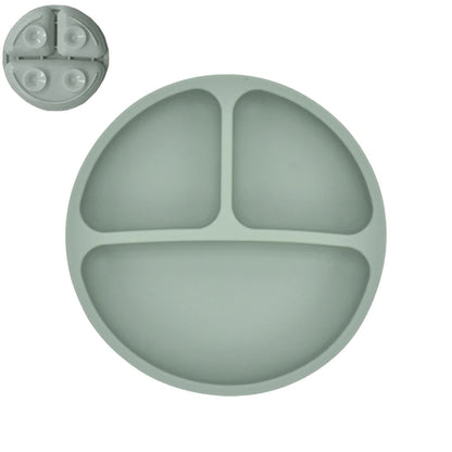 Plato de comedor de silicona con ventosa para bebé, juego de cuchara de arroz, platos bonitos de dibujos animados para niños, vajilla para bebé con cara sonriente, cuenco Retro para chico