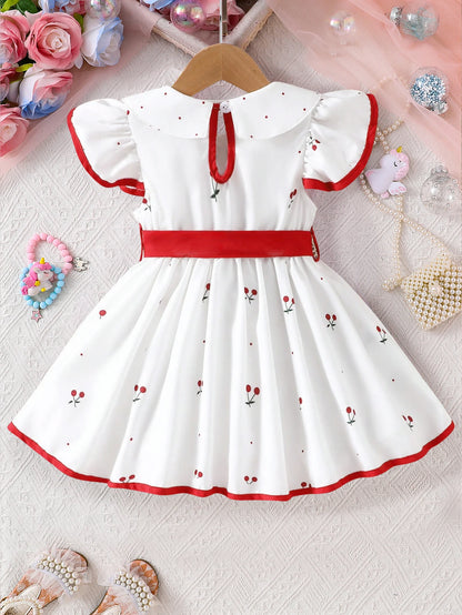 NOVEDAD DE VERANO 2025, vestido con estampado Floral para niñas, vestido de princesa transpirable para bebés de 0 a 3 años, traje fresco de manga corta