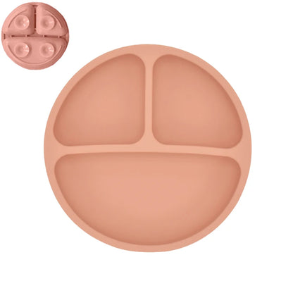 Plato de comedor de silicona con ventosa para bebé, juego de cuchara de arroz, platos bonitos de dibujos animados para niños, vajilla para bebé con cara sonriente, cuenco Retro para chico