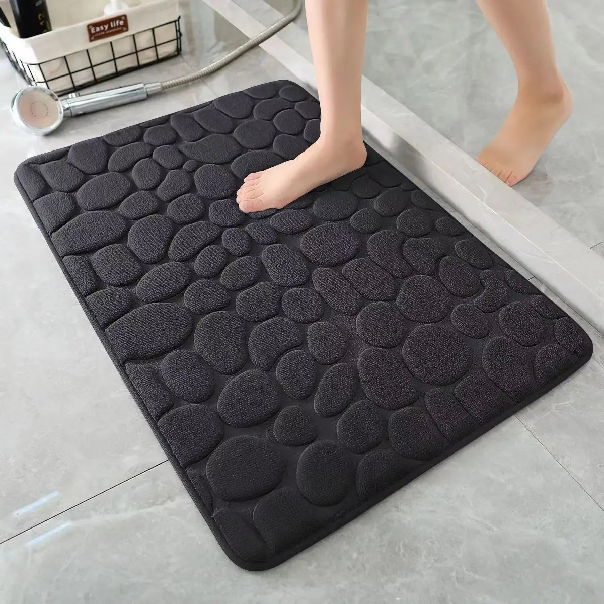 Alfombrilla de baño antideslizante 3D, felpudo absorbente, adoquín en relieve, alfombrillas de puerta, lavables a máquina, secado rápido
