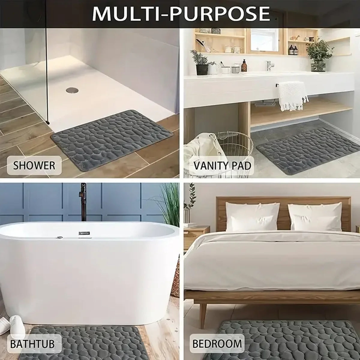 Alfombrilla de baño antideslizante 3D, felpudo absorbente, adoquín en relieve, alfombrillas de puerta, lavables a máquina, secado rápido