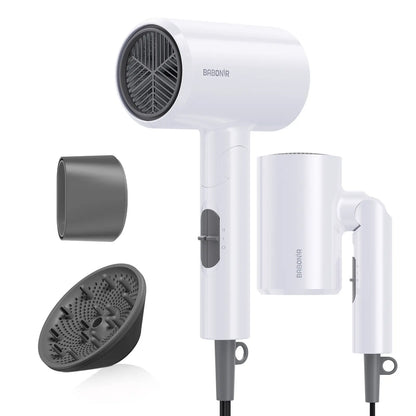 BABONIR Ionic Hair Dryer 1875W Quick-Dry, Frizz Reduction, Concentrator & Diffuser Accessories, Lightweight & Quiet, Foldable Travel Design,Adaptable to All Hairstyles,Blow Dryer,Compact Design for Women and Men,Holiday Gift,Grey,Pink,Summervibes Summervi
