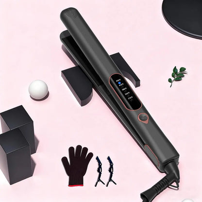 Thirtek 1 Inch 2 in 1 Hair Straightener & Curler Iron, 15S Heat Up, 5 Temp LED, Floating Plates, 360°Cord, with Glove & 2 Clips Hair Flat Iron Ceramic Flat Iron Hair Flat Iron Straightener